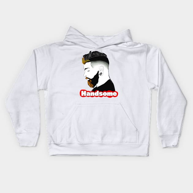 Handsome bearded man Kids Hoodie by Grafititee